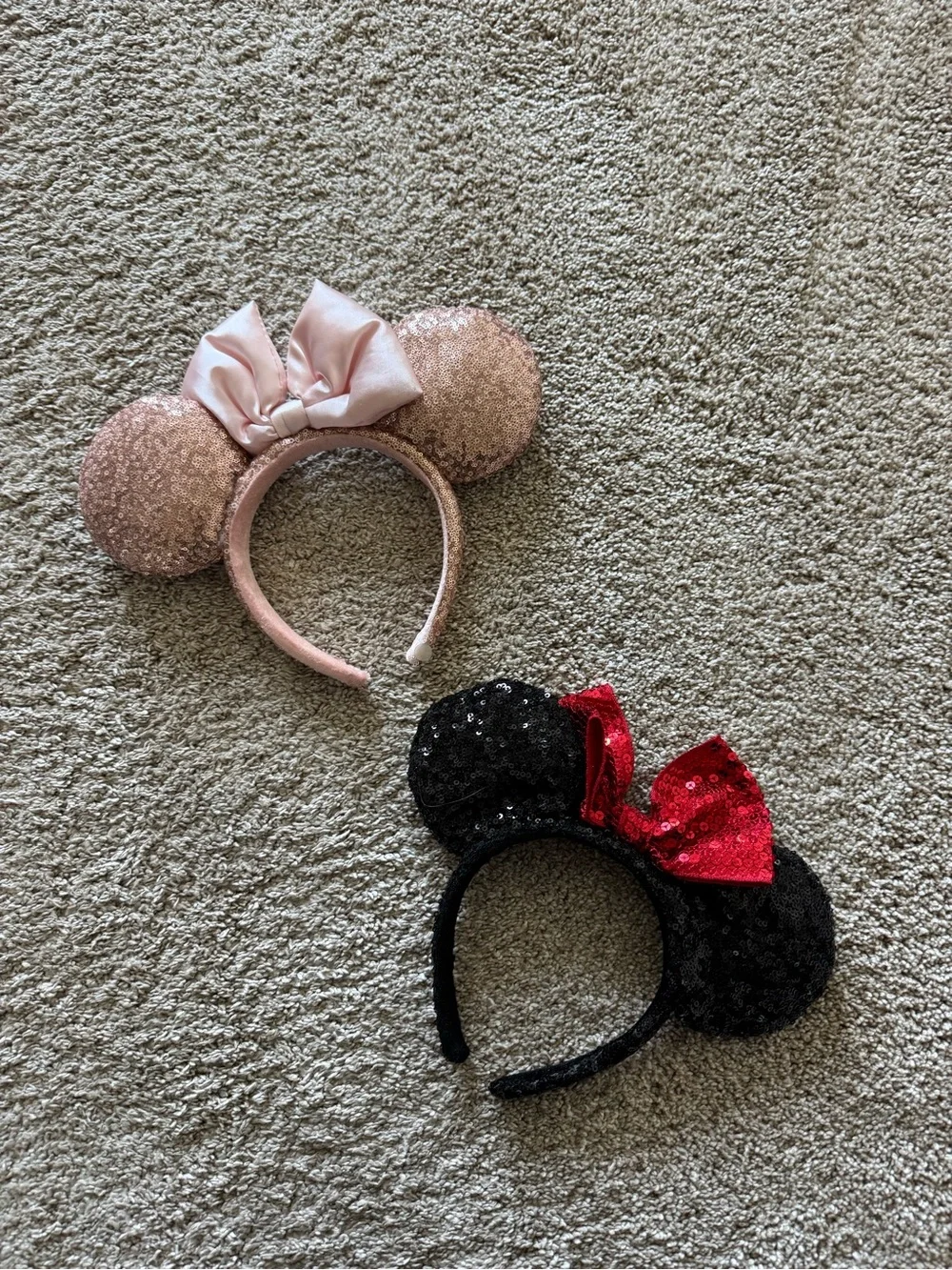2 Disney Sequin Mouse Ear Headbands in Pink and Black